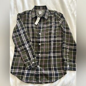 GAP Kids Green and Red Plaid Shirt